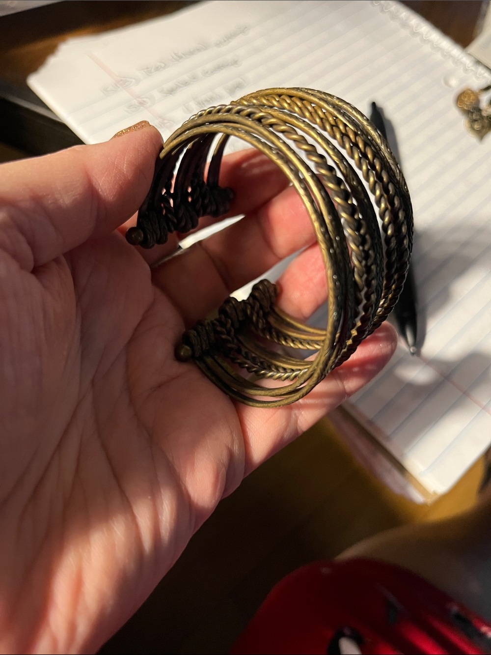 Antique Brass-Tone Twisted Wire Cuff Bracelet 1548
